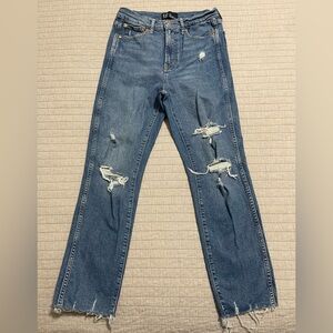 Gap Denim High Rise Vintage Slim Straight Jeans Blue Distressed Size 4/27